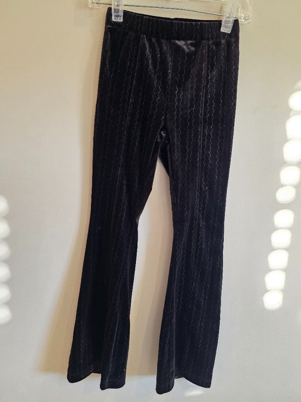 Zara Kids Girls Black Velvet Glitter Flare Pants Size 6 (116) Split Hem